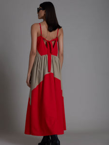Strap Red & Beige Dress