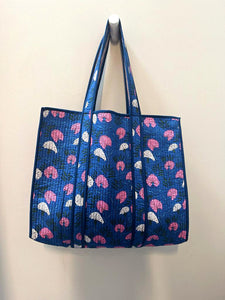 Quilted Hand Printed Tote Bag