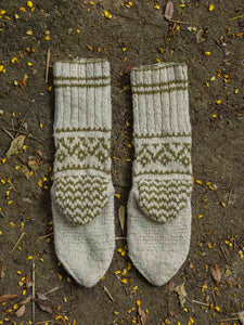 Lahauli Handknit Socks - White & Green